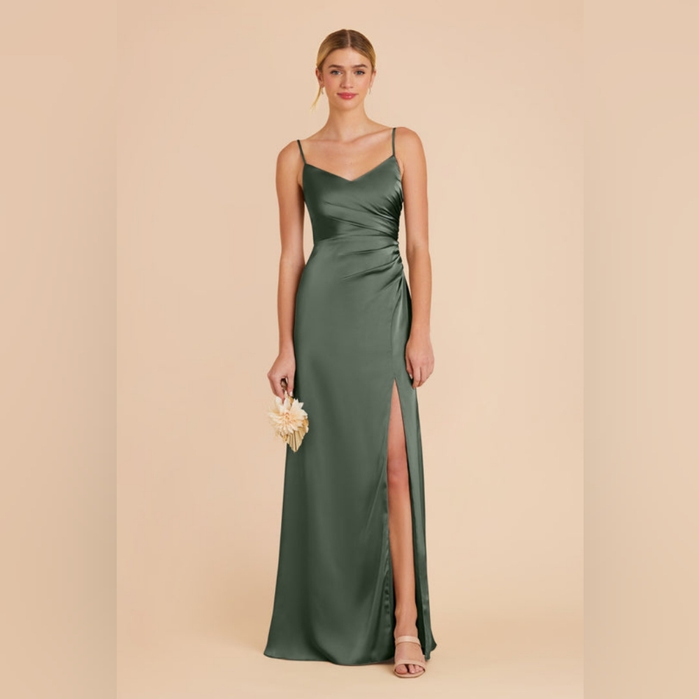 💚 Birdy Grey “Catherine” Matte Satin Bridesmaid Dress in Eucalyptus | Size S |